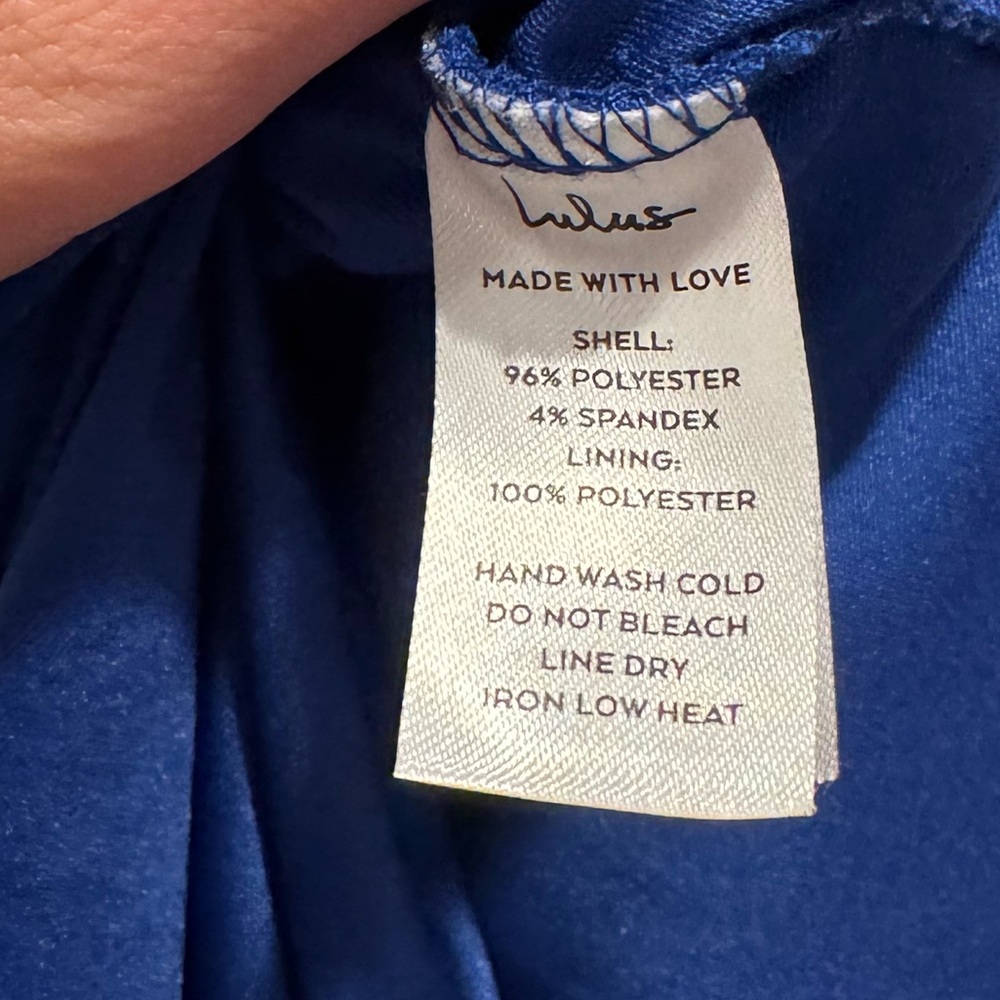EUC Lulu's VIP Treatment Royal Blue Mesh Ruched Bodycon Midi Dress - Picture 5 of 10
